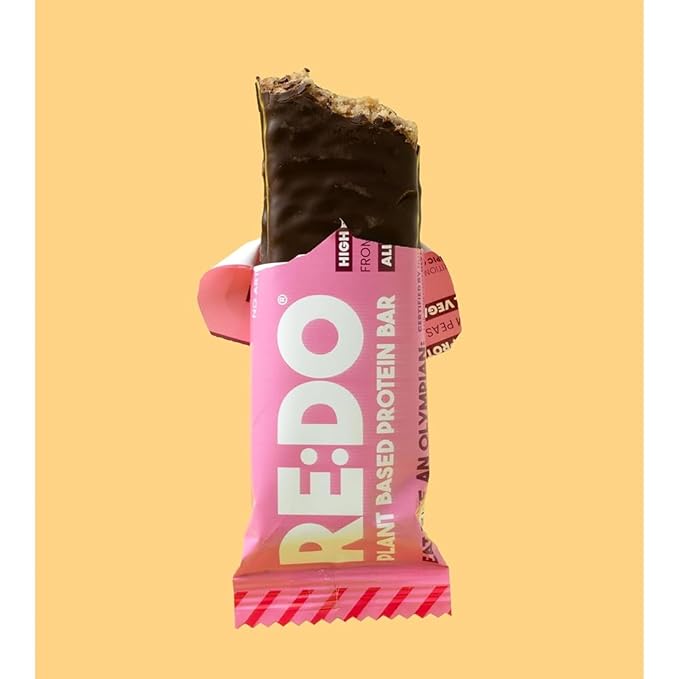 Re:Do Plant-Based Raspberry Protein Bars (9 Bars) 12g Vegan Protein, Dairy & Nut Free, No Palm Oil