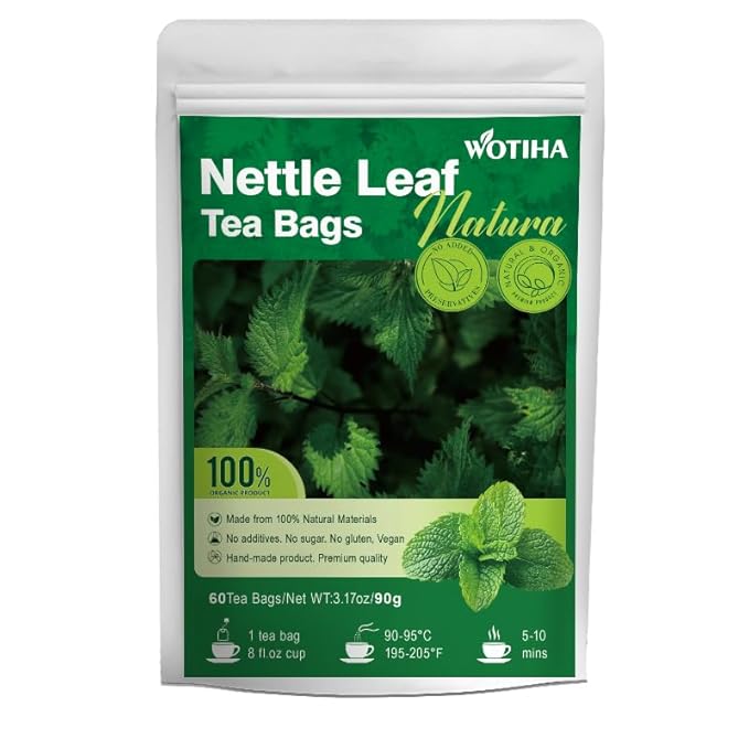 WOTIHA-Natural Nettle Leaf Tea 90g. 60 Herbal Tea Bags.Non-GMO • Additive-Free • Caffeine-Free