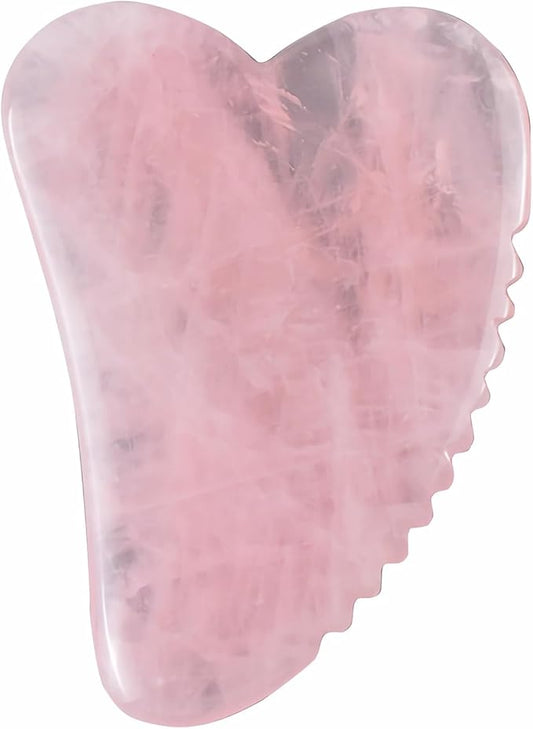 LZLRUN Rose Quartz Jade Roller Real Jade Gua Sha Board Mushroom Massager Face Lifting Tool Facial Guasha Massage Tool (Serrated)
