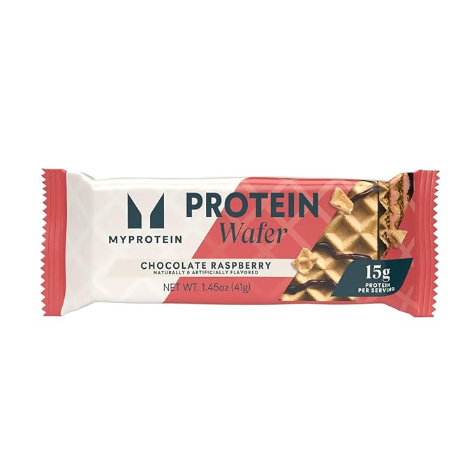 Myprotein Protein Bars, Crispy Protein Wafers, 15g High Protein Snacks, Box of 10 Chocolate Raspberry Wafers Packs, Milk & Whey Protein Isolate, Light & Crunchy