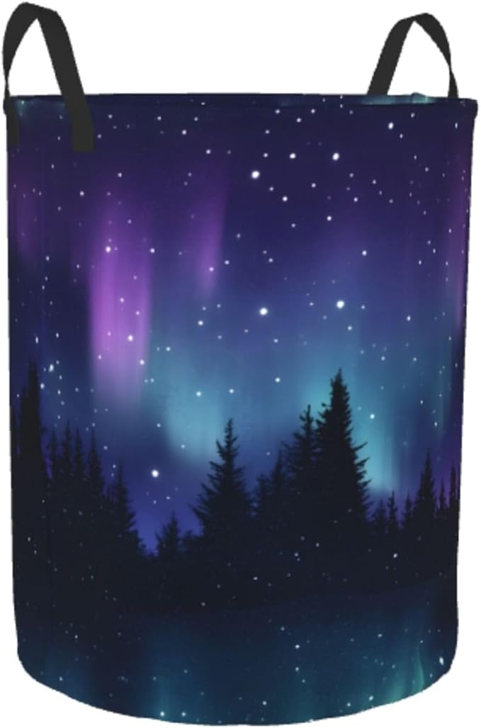 Laundry Basket Starry Night Collapsible Large Capacity,Dirty Clothes Basket Durable Lightweight Hamper With Handles Ideal For Clothes,Toys Home Organization size19.6"L x 15.7"W,63L