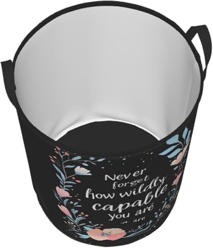 Laundry Basket Encourage Word Collapsible Large Capacity,63l Dirty Clothes Basket Durable Lightweight Hamper With Handles Ideal For Clothes,Toys Home Organization size19.6"L x 15.7"W