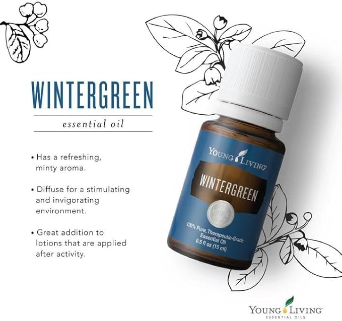 Wintergreen Pure Essential Oil 15ml by Young Living Essential Oil - Soothing Massage Oil - Experience a Refreshing and Invigorating Aura - Contains Cool & Minty Aroma