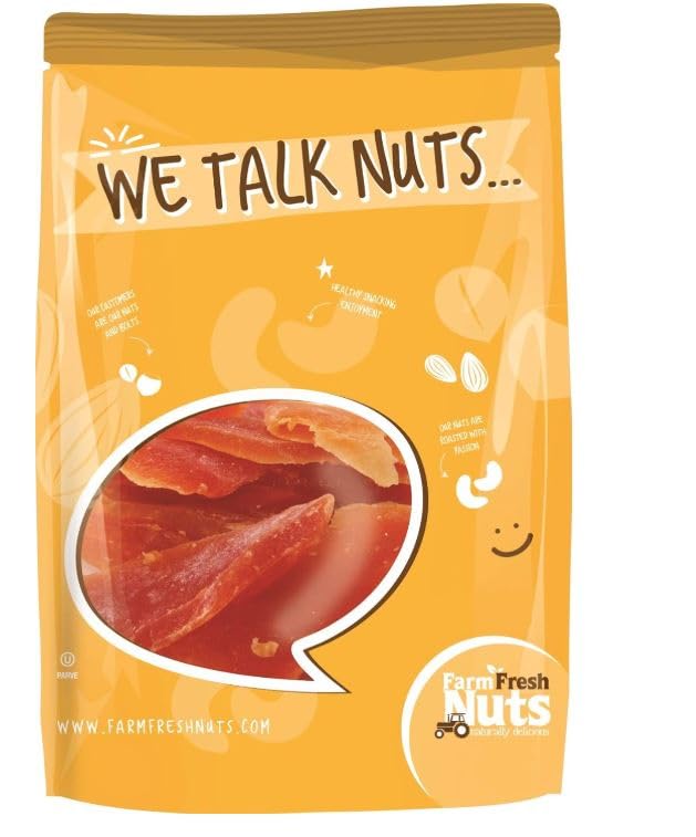 Farm Fresh Nuts Dried Papaya Fruit Snacks 2 Lb Bag – Papaya Strips for Snacking, Desserts, Baking – Safely Sealed Bag for Prolonged Freshness – Delicious Tropical Taste