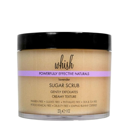 Whish Beauty Lavender Exfoliating Sugar Scrub - Body Scrub for Women - Brown Sugar Exfoliator with Raspberry, Aloe, & Shea Butter - Gentle on All Skin Types - Paraben & Sulfate Free - 8 oz