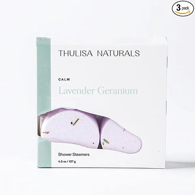 Thulisa Naturals Lavender Shower Steamers Aromatherapy | Organic Shower Bombs with Essential Oils | Self Care Christmas Birthday & Spa Gifts for Women & Men | Stocking Stuffers | 4 Pack