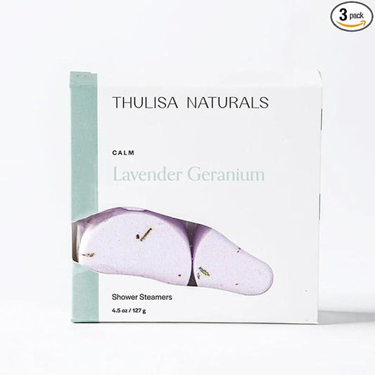 Thulisa Naturals Lavender Shower Steamers Aromatherapy | Organic Shower Bombs with Essential Oils | Self Care Christmas Birthday & Spa Gifts for Women & Men | Stocking Stuffers | 4 Pack