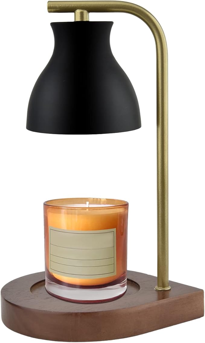 SOKCVSEA Candle Warmer Lamp - Candle Lamp Warmer with Dimmable, Birthday Gifts for Mom Women, House Warming Gifts New Home Decor, Wax Melt Warmer with 2 Bulbs C.Black Gold