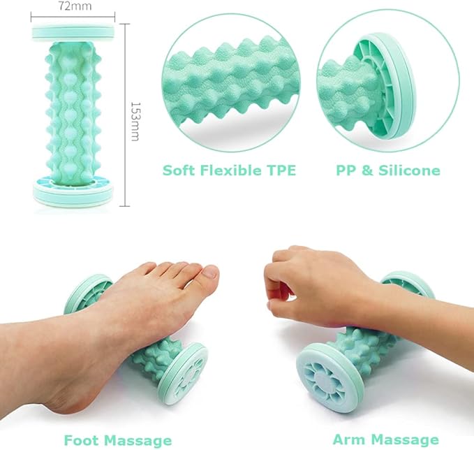 Foot Massage Ball & Foot Rollers 6 in 1 Set with Handheld Roller, Spiky Ball, Lacrosse Ball, Massage Roller, Steel Ball Massager for Relieve Plantar Fasciitis, Deep and Superficial