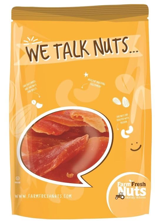Farm Fresh Nuts Dried Papaya Fruit Snacks 2 Lb Bag – Papaya Strips for Snacking, Desserts, Baking – Safely Sealed Bag for Prolonged Freshness – Delicious Tropical Taste