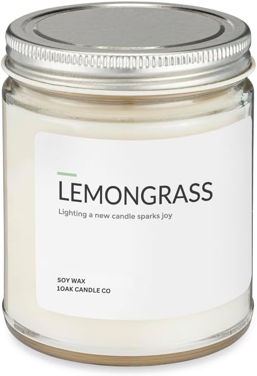 1OAK Soy Wax Scented Candles (Lemongrass) - Soy Candles for Home Scented - Long Burning Premium - Hand-Poured (7oz.)