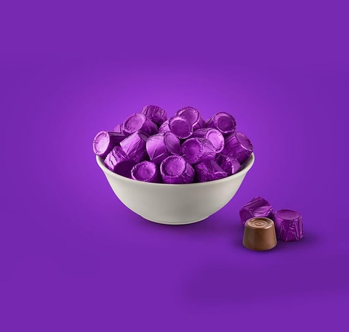 Salted Caramels in Dark Chocolate, 1 LB Bag - Sweet and Salty Gourmet Candy, Individually Wrapped in Purple Foil, Bulk Candy, Approx 75 Pieces