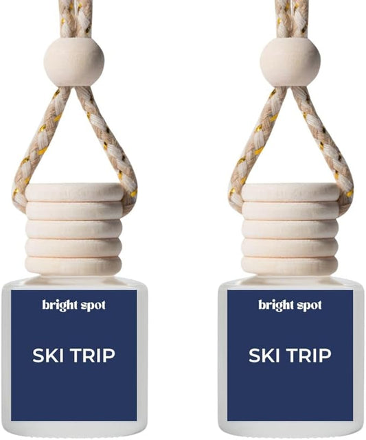 Bright Spot Ski Trip Car Air Freshener - Premium Car Hanging Oil Diffuser, Long-Lasting Fragrance up to 120 days for Auto & Home | Festive & Cozy | Pine, Amber, Musk | Non-Toxic