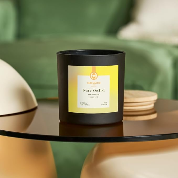 Vanilla Scented Candle for Women, Ivory Orchid 3-Wick Candle for Home Scented with Vanilla, 14.5 oz Coconut Soy Wax Candle with 60 Hour Burn Time