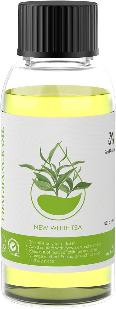 Fragrance Oil Blend New White Tea 100ML/3.38 Fl oz, Plant-Based Formula Scented Oil for Waterless Diffuser with Notes of Citrus Pine White Flower Orange, Car Home Office Hotel SPA Use