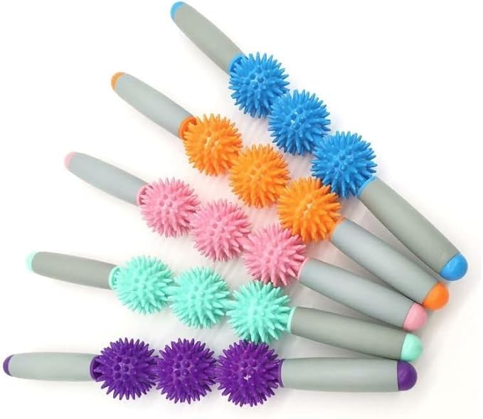 Fascia Muscle Roller Stick Hedgehog Massage Roller Yoga Stick Hand-held Body Massage Tool for Cellulite and Muscle Soreness,Physical Therapy &Recovery,Reduce Leg Cramps (Purple)