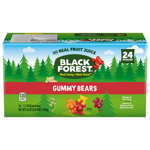 Black Forest Gummy Bears Candy, 1.5 Ounce Treat-Size Pouches (Pack of 24)