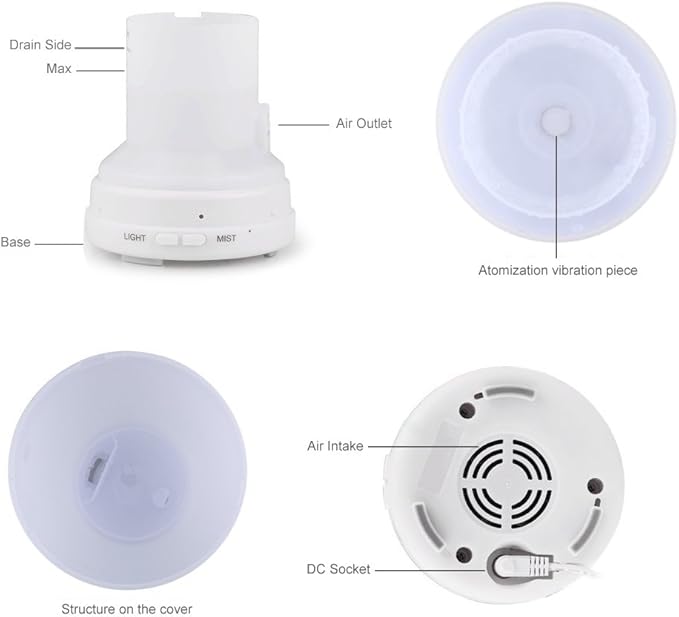 EcoGecko Essential Oil Diffuser, Aroma Oil Diffuser with Color Changing LED Lights Includes Cinnamon and Orange Oils