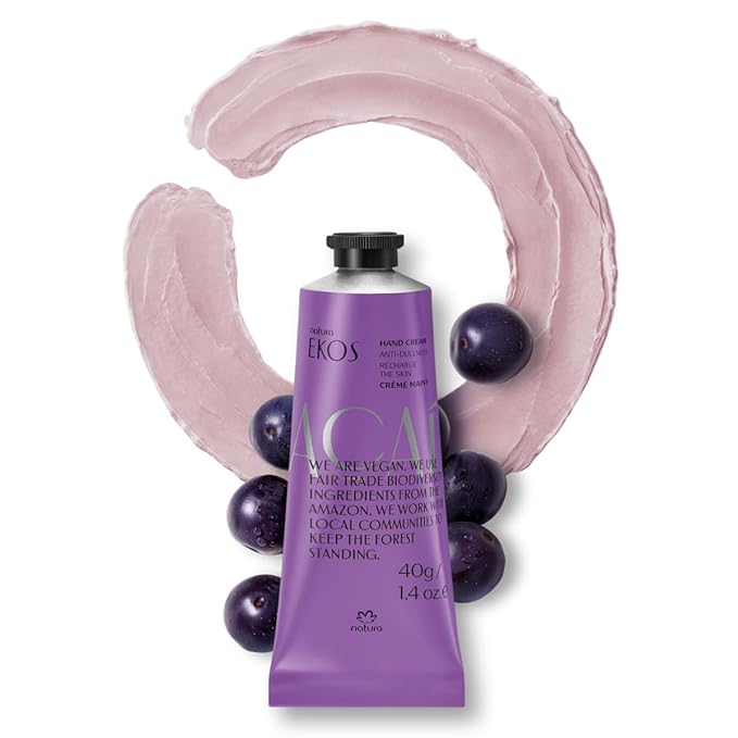 Natura - Ekos Açaí Hand Cream - Anti-Dullness Hand Balm - Recharge the Skin - Fast Absorption - Skin Moisturizer - Vegan Skin Care - Brazilian Beauty Secrets - Self Care & Body Care - 1.41oz (40g)