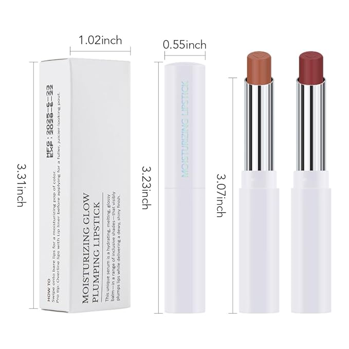 2Pcs Tinted Lip Balm Moisturizing Lipstick – Waterproof Hydrating Matte Lip Balm for Women,Creamy Natural Color Stain for Dry Lips,Soft Matte Finish (2# Cinnamon Nude Brown & 6# Vivid Rose Red)