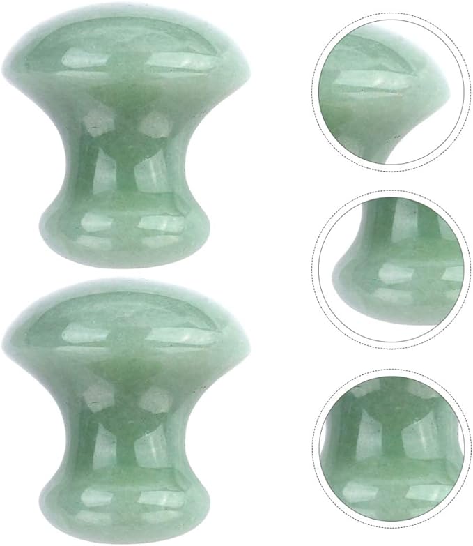 Uonlytech Ice Roller 2Pcs Facial Tools, Green Jade Quartz Massage Rollers Stones Scraping Massage Tool for Women Home Spa