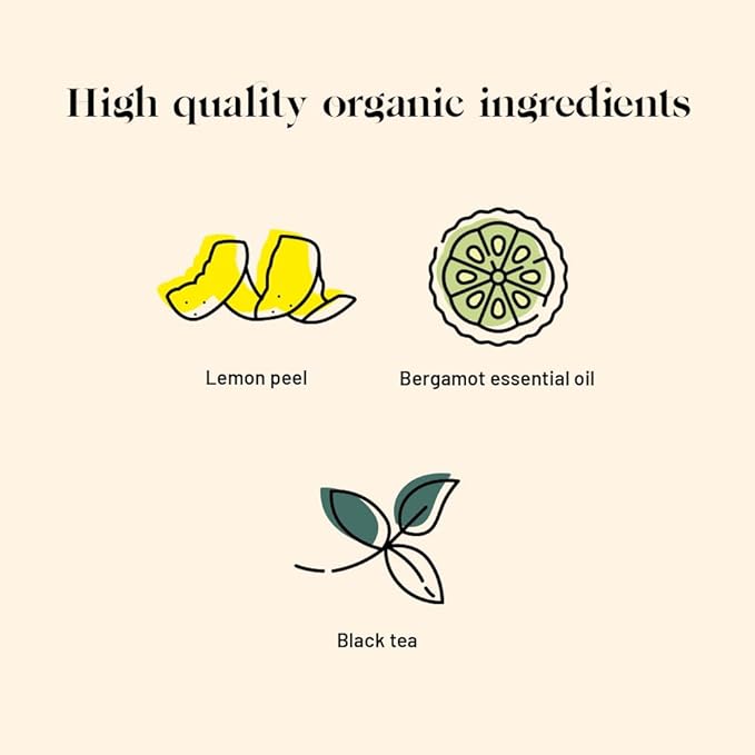 Kusmi Tea - Earl Grey Intense - Organic Earl Grey Black Tea - Features Bolder Bergamot & Tangy Lemon - Strong, Robust, Caffeinated Tea - 20 Tea Bags