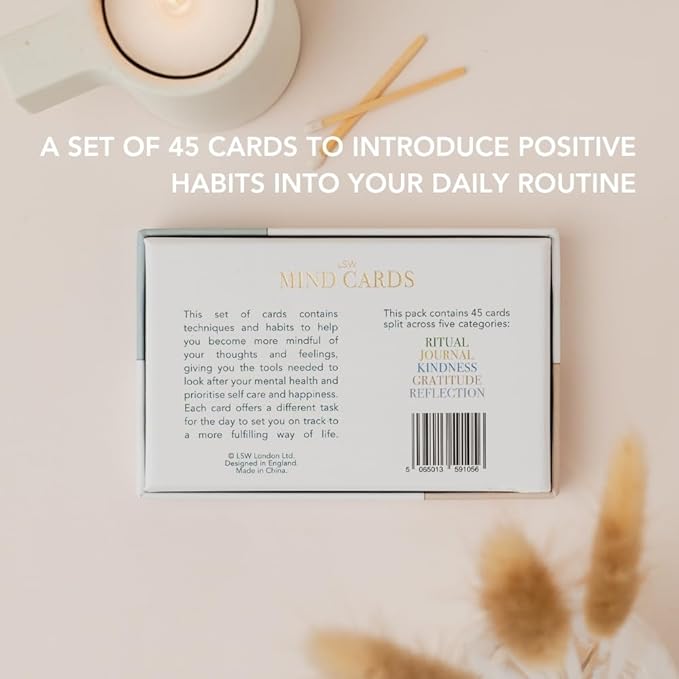 Mind Cards 45 Cards for Daily Rituals, Gratitude & Journaling Simple Steps to Positive Habits, Self Care for Busy Lives & Careers For Women & Men