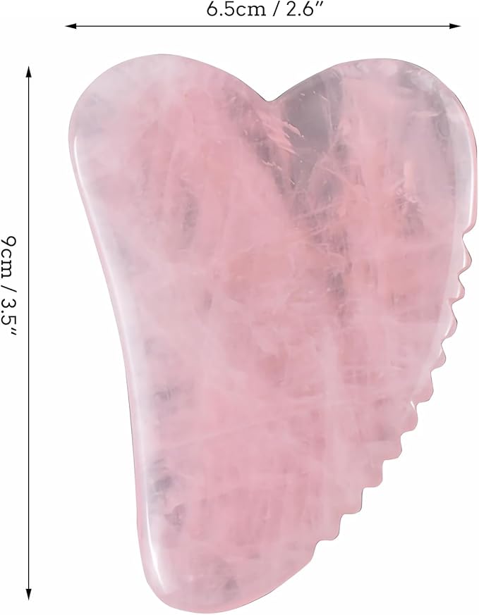 LZLRUN Rose Quartz Jade Roller Real Jade Gua Sha Board Mushroom Massager Face Lifting Tool Facial Guasha Massage Tool (Serrated)