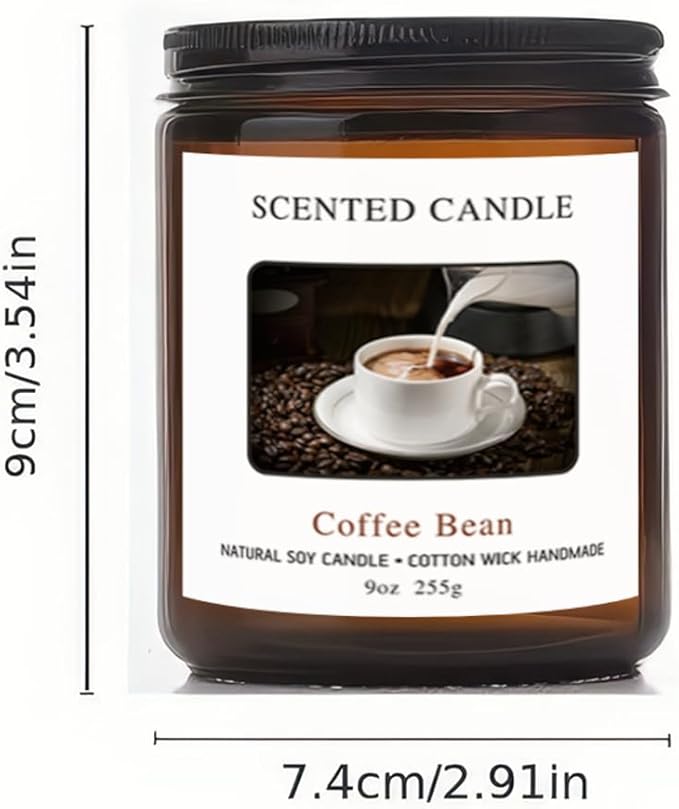 Coffee Bean Scented Candles for Home Scented Aromatherapy Candles,Hand-Poured, 9 OZ, 50H Clean Burn, Soy Wax Candle Gift Set for Women Men