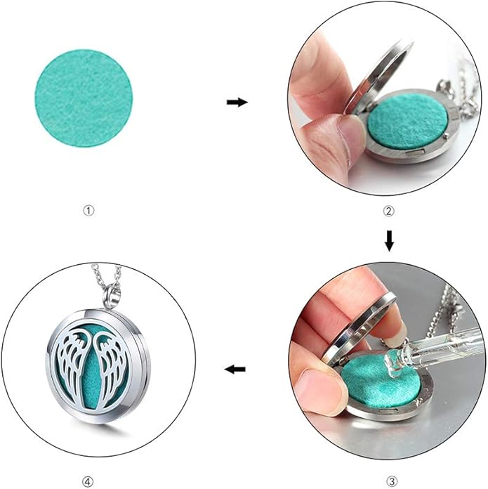 Aromatherapy Essential Oil Diffuser Necklace 316L Stainless Steel Locket Pendant with 24 Inch Chain