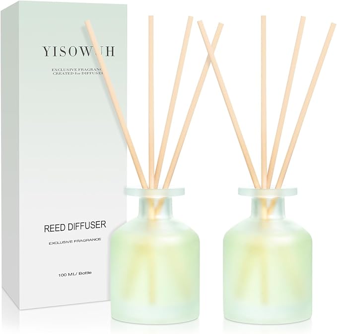 Reed Diffuser - Clean Linen 3.38oz (100ml) 2 Pack Essential Oil Reed Diffuser Set with 16 Sticks, Long Lasting Fragrance for Home, Bathroom, Bedroom, Room, Decor