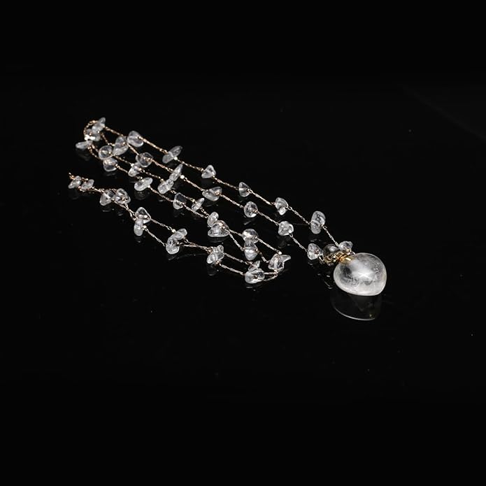 1pcs Natural Amethyst Stone Perfume Bottle Pendant Pearl Bead Chain Rectangle Heart Necklace for Women Jewelry Free Accessory Glasses