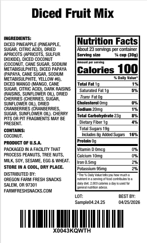 Oregon Farm Fresh Snacks Dried Fruit Mix – Snack Mix With Dried Cranberries, Coconut, Mango & Raisins - Healthy Adult & Kids Snacks - USA Made (24oz)