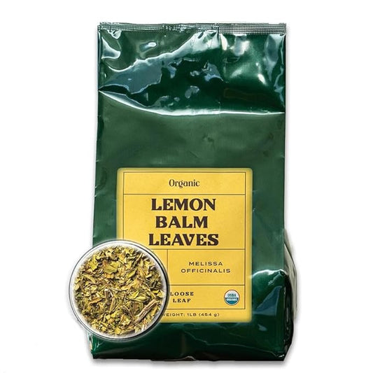 Worldwide Botanicals Organic Lemon Balm Tea, 1Lb - Loose Leaf Premium Herbal Tea | 100% Pure Lemon Balm Leaves | For Stress Relief and Good Digestion | Kosher