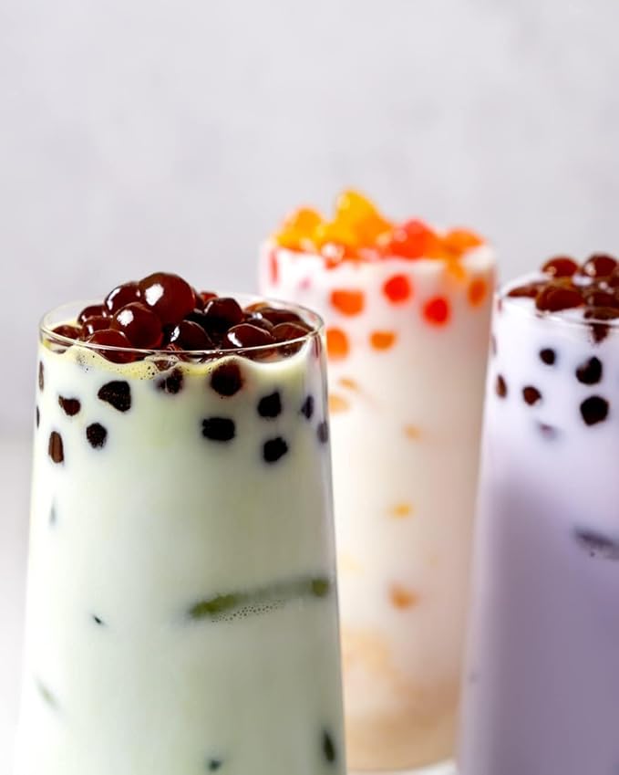 J WAY Instant Boba Bubble Pearl Matcha Milk Tea Kit with Authentic Brown Sugar Tapioca Boba, Ready in Under One Minute, Paper Straws Included - 3 Servings