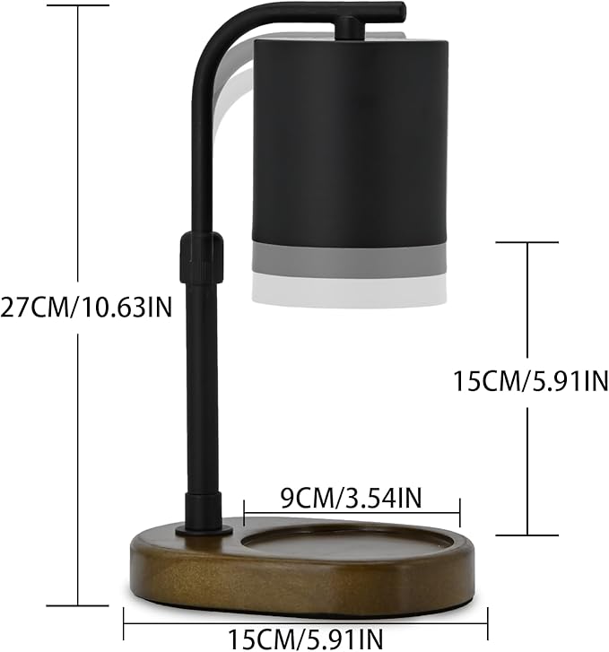 Candle Warmer Lamp Timer - Adjustable Black Candle Lamp Warmer, Birthday Gifts for Women, for Mom, House Warming Gifts New Home, Candle Warmer for Jar Candles with 2 Bulb