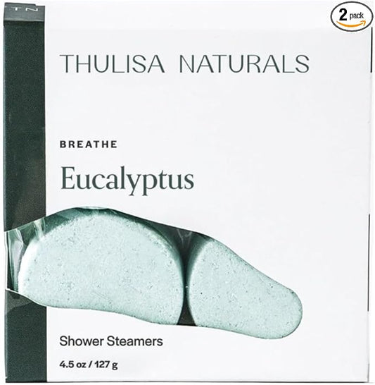 Thulisa Naturals Eucalyptus Shower Steamers Aromatherapy | Organic Shower Bombs with Essential Oils | Self Care Christmas Birthday & Spa Gifts for Women & Men | Stocking Stuffers | 4 Pack