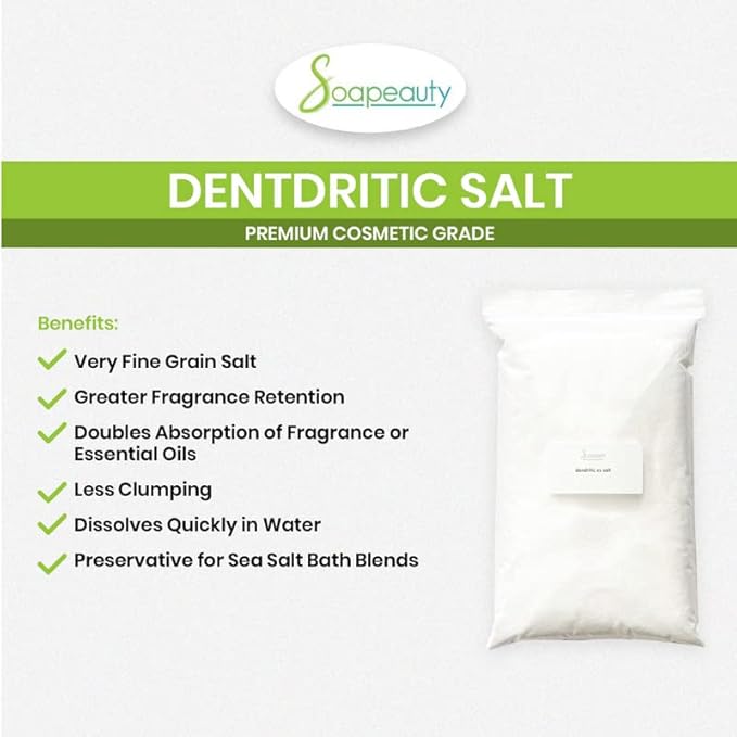 Soapeauty DENDRITIC Salt 1 lb | Bath Salt, Scrub, Exfoliants, Milk Bath, and More | Premium Fine Salt Grain for Body Relaxation 1 lb
