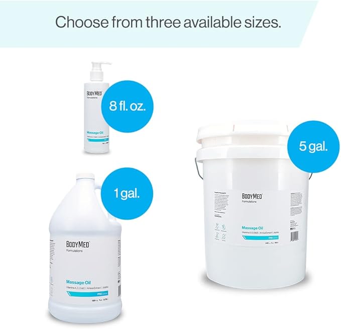 BodyMed Formulations Massage Oil, 5 gal. – Fragrance-Free, All-Natural Oil for Massage Therapy – Leaping Bunny Certified – with Arnica Extract & Jojoba – Non-Staining, & Paraben Free