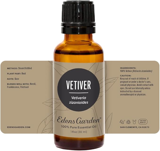 Edens Garden Vetiver Essential Oil- 100% Pure Premium Grade, Undiluted, Natural, Therapeutic, Aromatherapy, The Best for Diffuser, Skin, Humidifiers, Kid Safe 30 ml (1 fl oz)