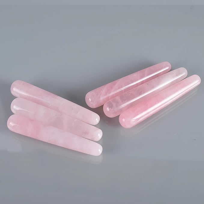 LZLRUN Rose Quartz Jade Roller Real Jade Gua Sha Board Mushroom Massager Face Lifting Tool Facial Guasha Massage Tool (Rod Shape)
