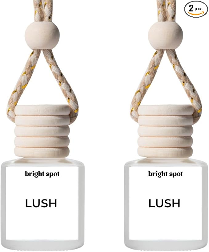 Bright Spot Car Air Freshener - Lush - Cucumber, Iris, Sandalwood scent - Premium Car Hanging Air Freshener, Long-Lasting Fragrance for Auto and Home, 2 Bottles