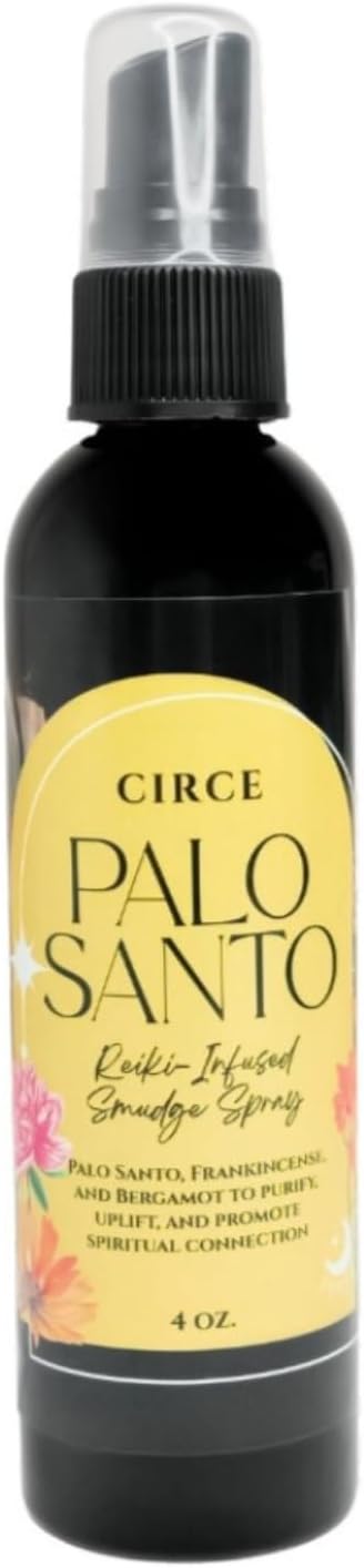 Circe Palo Santo Smudge Spray – 100% Natural Smoke Free Alternative To Purify Space, Elevate Energy & Promote Tranquility -Palo Santo, Frankincense & Bergamot - Meditation, Calm, Self Care, Gift - 4oz