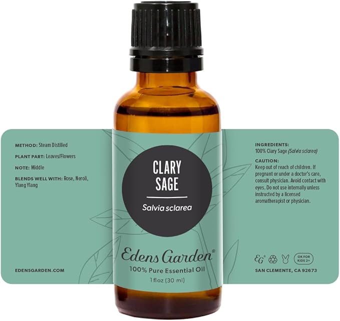 Edens Garden Clary Sage Essential Oil- 100% Pure Premium Grade, Undiluted, Natural, Therapeutic, Aromatherapy, The Best for Diffuser, Skin, Humidifiers, Kid Safe 30 ml (1 fl oz)