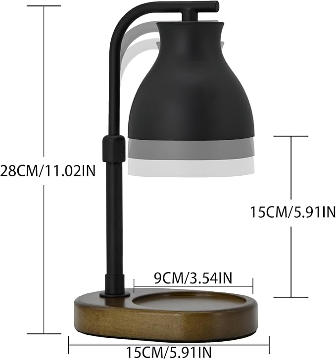 SOKCVSEA Candle Warmer Lamp - Candle Lamp Warmer with Timer Height Adjustable, Birthday Gifts for Mom Women, House Warming Gifts New Home Decor, Wax Melt Warmer with 2 Bulbs A.Black