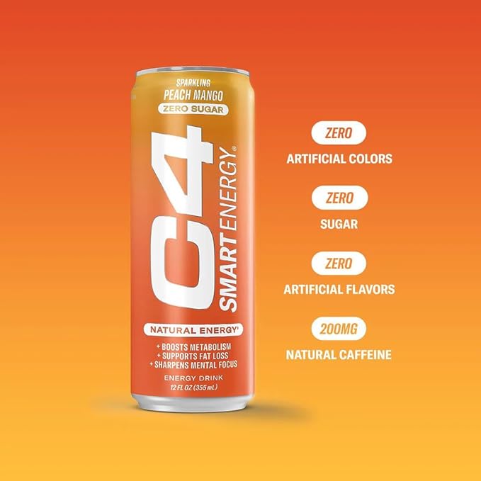 Cellucor C4 Smart Energy Drink - Sugar Free Performance Fuel & Nootropic Brain Booster, Coffee Substitute or Alternative | Black Cherry 12 Oz - 12 Pack