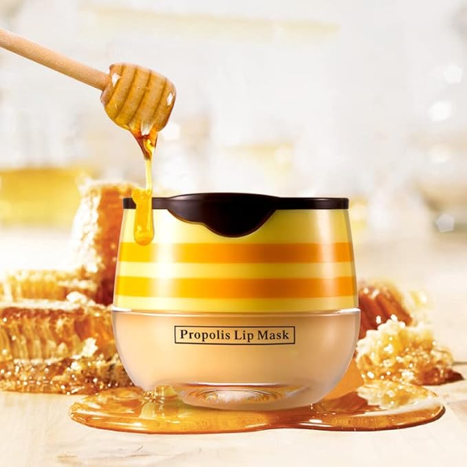 Honey Pot 2-in-1 Lip Balm & Mask - Hydrating, Exfoliating, Plumps & Fades Lip Lines - Sleeping Mask With Honey Spoon