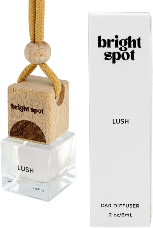 Bright Spot Lush Car Air Freshener - Premium Car Hanging Diffuser, Long-Lasting Fragrance up to 120 days for Auto & Home | Light, Woody & Musk | Cardamom, Lily, Santal, Musk | Non-Toxic, Cruelty-Free