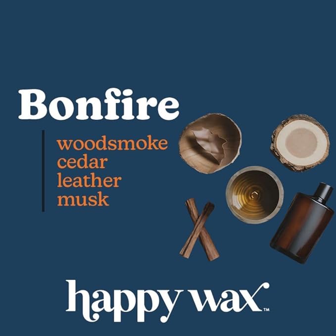 Happy Wax Bonfire Scented Bear Wax Melts - Natural Strong Woodsy Scented Wax Melts Infused w/Essential Oils - Non Toxic Wax Melt. Scented Soy Wax Melts for Warmers (8 oz Pouch)