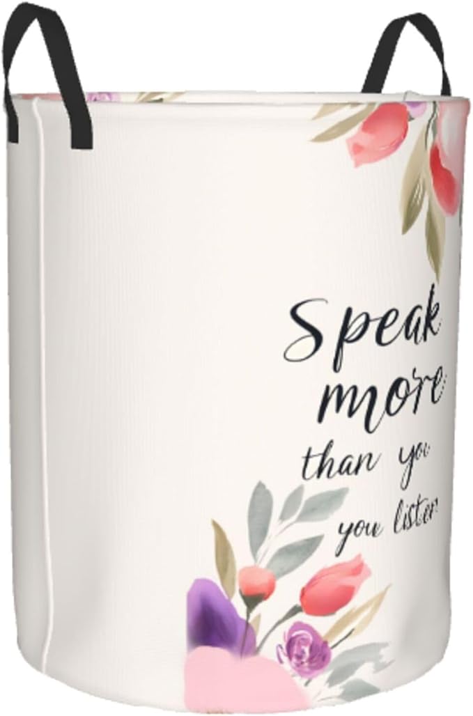 Laundry Basket Motivational Word Collapsible Large Capacity,63L Dirty Clothes Basket Durable Lightweight Hamper With Handles Ideal For Clothes,Toys Home Organization19.6in X 15.7in,